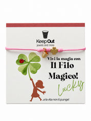 Bracciale Filo Magico con Charm Quadrifoglio Portafortuna – Braccialetto Colorato, Idea Regalo | Keep Out