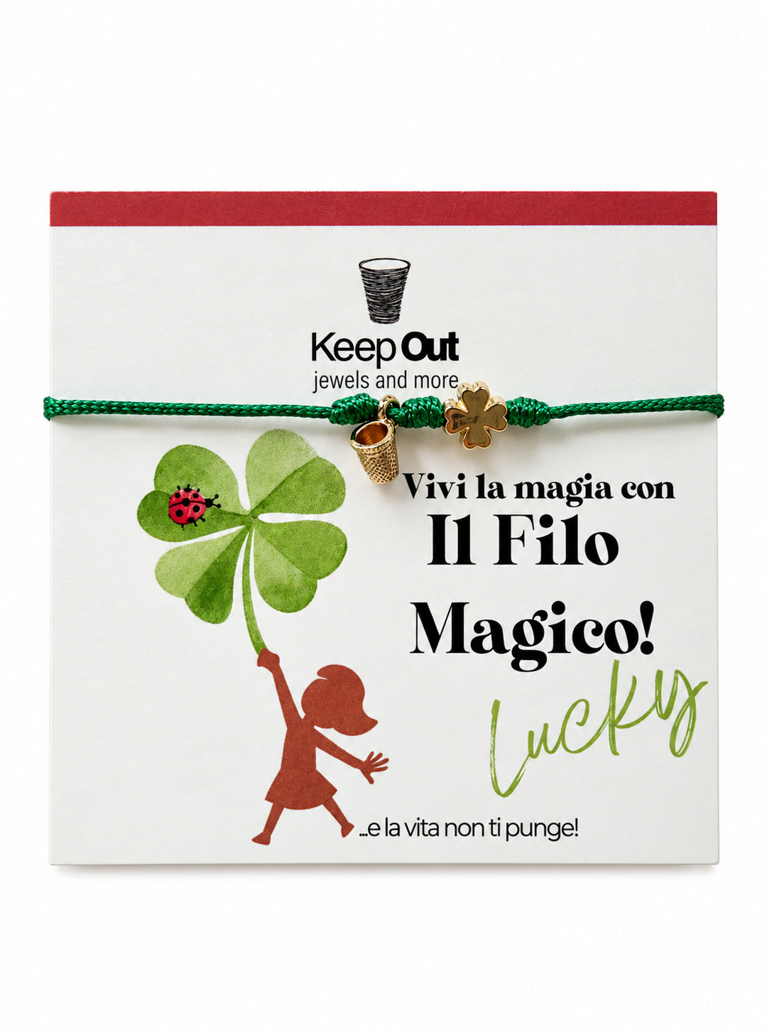 Bracciale Filo Magico con Charm Quadrifoglio Portafortuna – Braccialetto Colorato, Idea Regalo | Keep Out