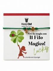 Bracciale Filo Magico con Charm Quadrifoglio Portafortuna – Braccialetto Colorato, Idea Regalo | Keep Out