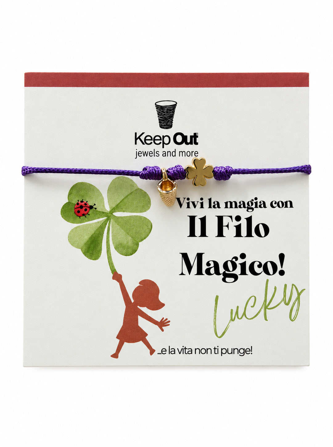 Bracciale Filo Magico con Charm Quadrifoglio Portafortuna – Braccialetto Colorato, Idea Regalo | Keep Out