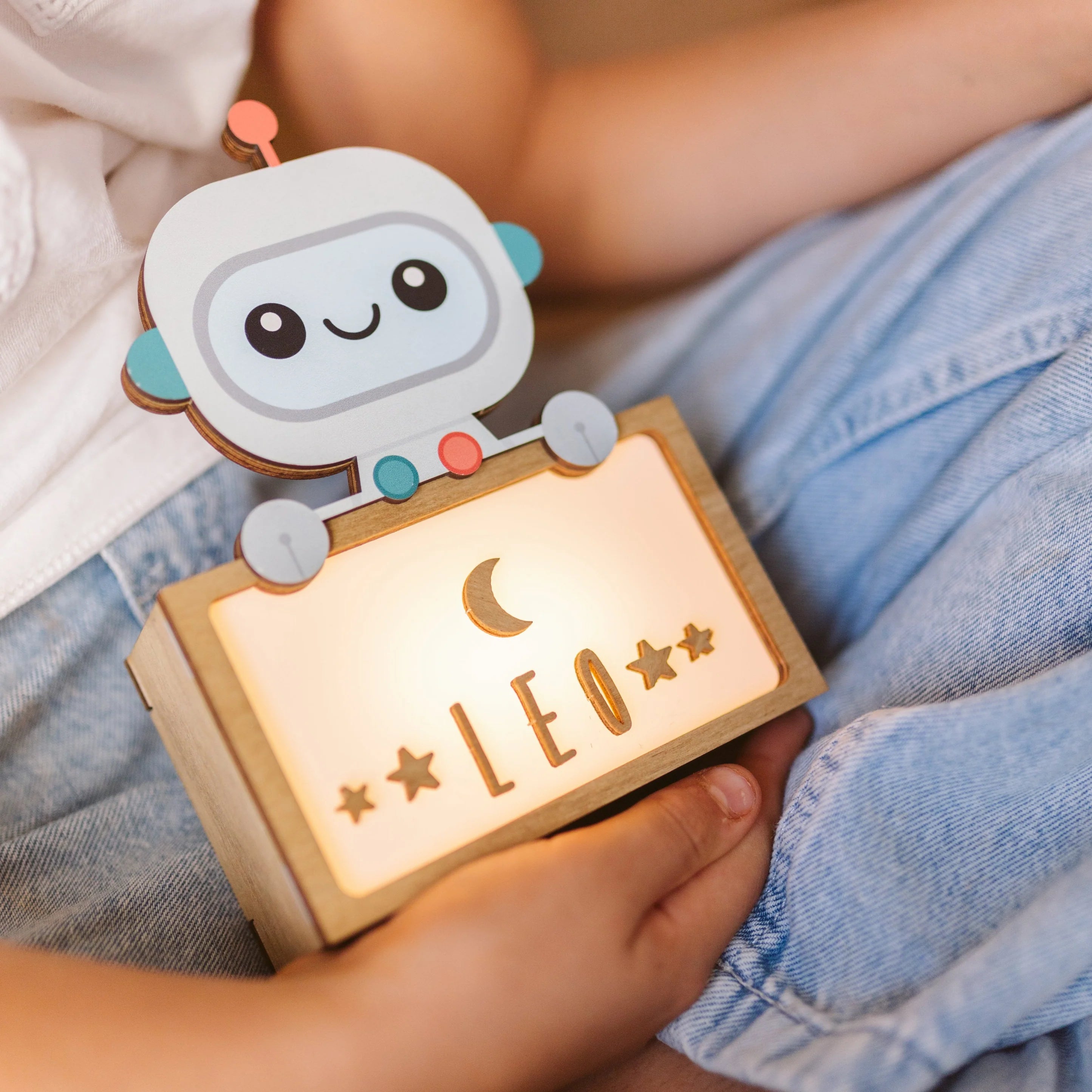 Lampada da tavolo bambino Robot personalizzabile con nome – Vintiun