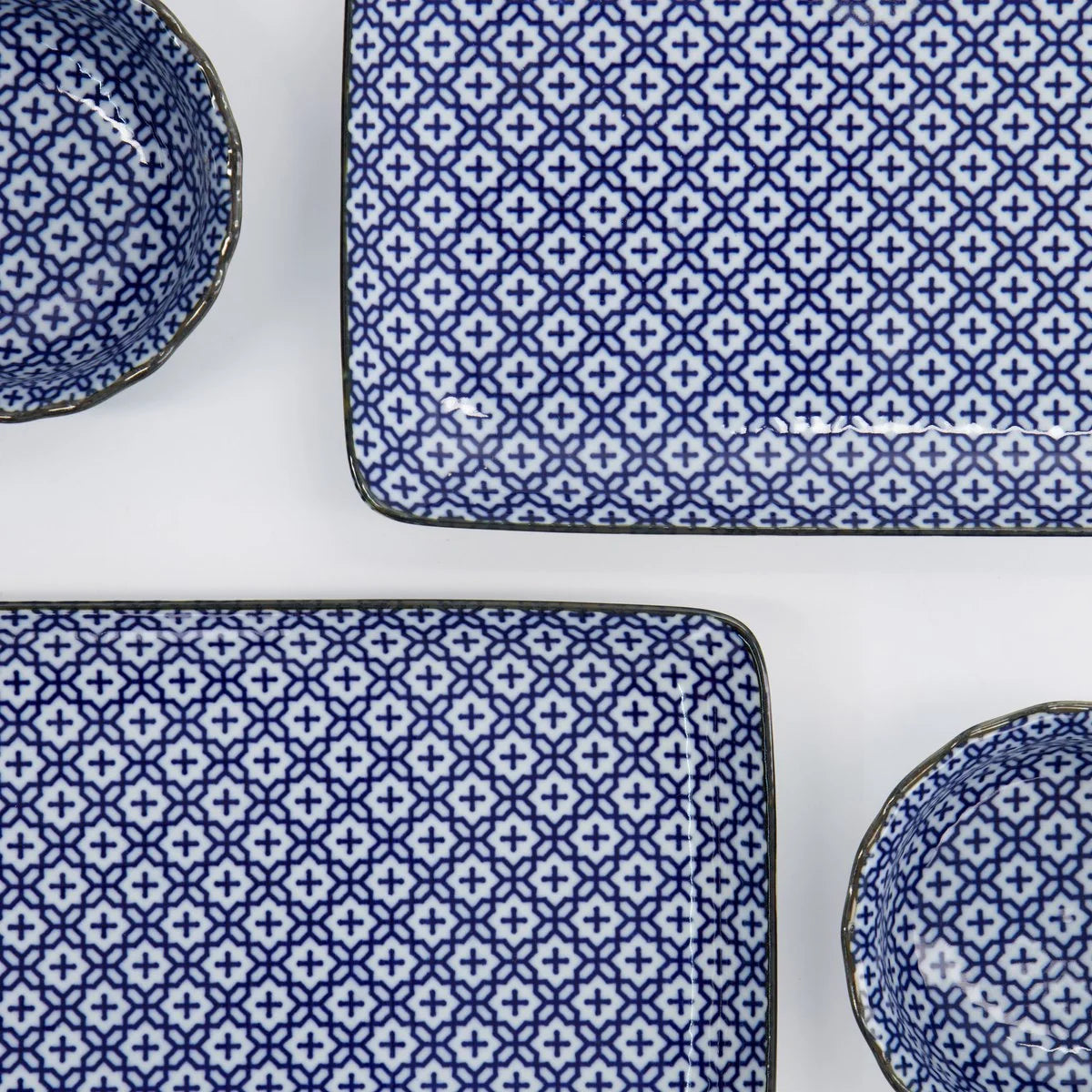 Sushi set di 6 pezzi n Porcellana Blu e Bianca con Bacchette - Sashiko | Tokyo Design Studio