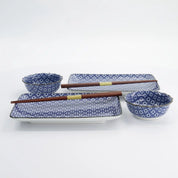 Sushi set di 6 pezzi n Porcellana Blu e Bianca con Bacchette - Sashiko | Tokyo Design Studio