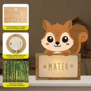 Lampada da tavolo bambino Scoiattolo personalizzabile con nome – Vintiun