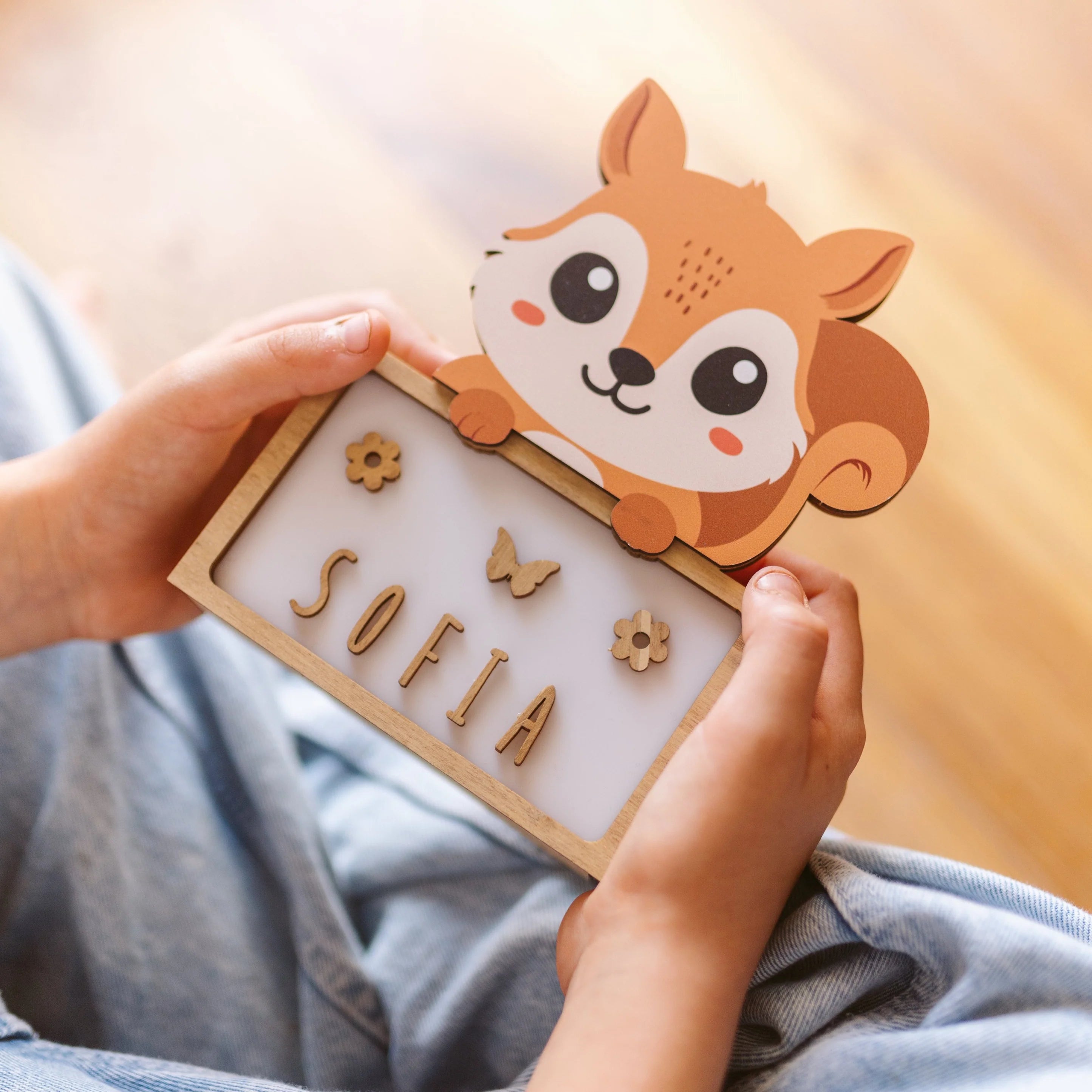 Lampada da tavolo bambino Scoiattolo personalizzabile con nome – Vintiun