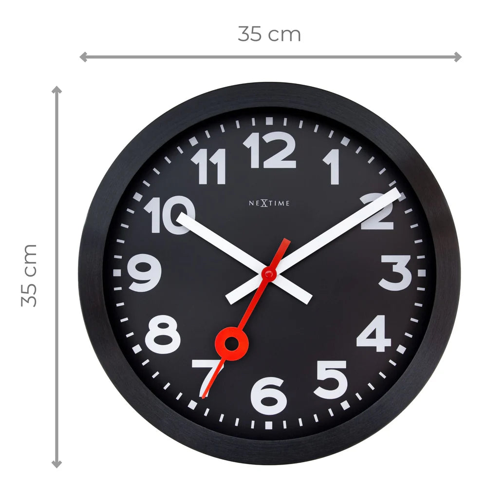 Station All Black - Orologio da parete silenzioso – Design minimal | NeXtime