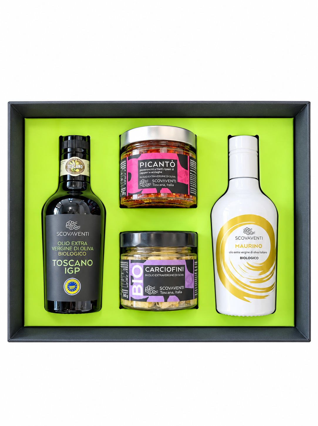 Confezione Regalo Olio EVO Maurino e Toscano con Conserve | Scovaventi