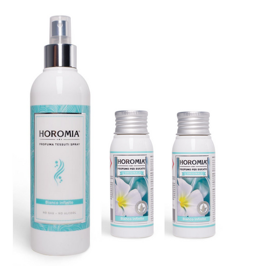 Horomia Profumatore Per Bucato Confezione Da Spray Deotessuti + Essenza 2X50Ml | Inverticale